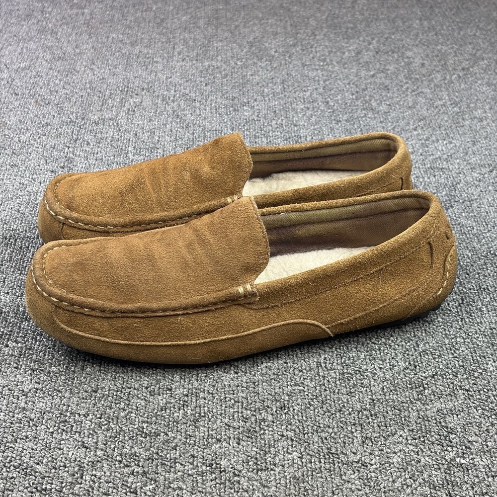 UGG Ascot Chestnut Suede Shearling Lined Moccasin Slippers Mens 11? Comfort Slip